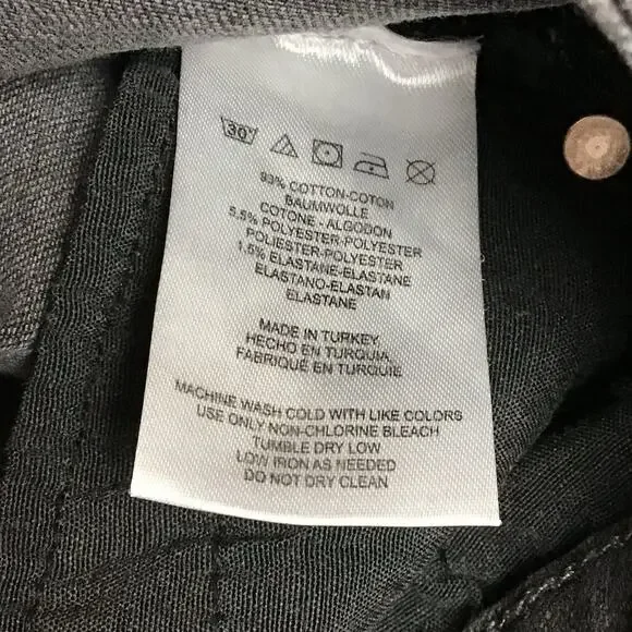 FREE PEOPLE Jeans Mid Rise Black Wash Raw Hem Straight Crop Jeans 27 Boho Goth - Picture 7 of 11